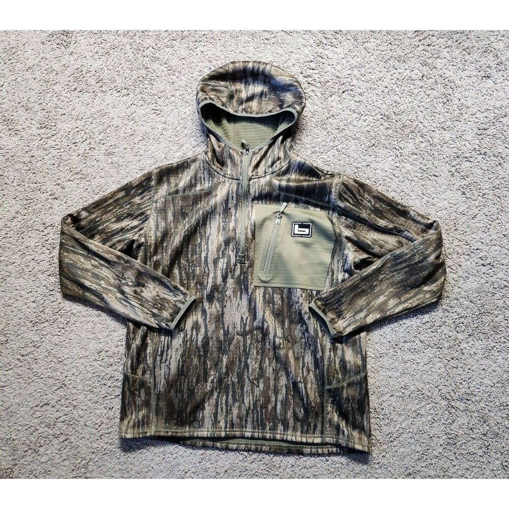 BANDED Men's L Mid-Layer Fleece Hunting Jacket Hooded Quarter-Zip Realtree Camo